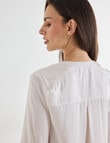 Oliver Black V-Neck Pleated Satin Top, Alabaster product photo View 06 S
