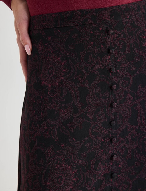Oliver Black Button Front Skirt, Print Floral Black product photo View 05 L