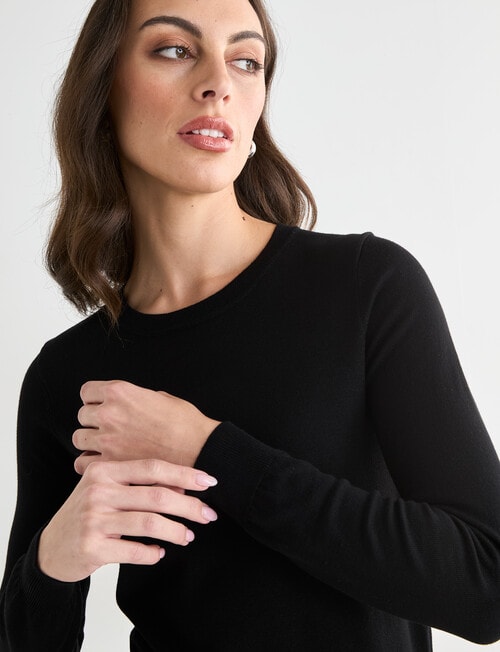 Oliver Black Long Sleeve Crew Knit Jumper, Black product photo