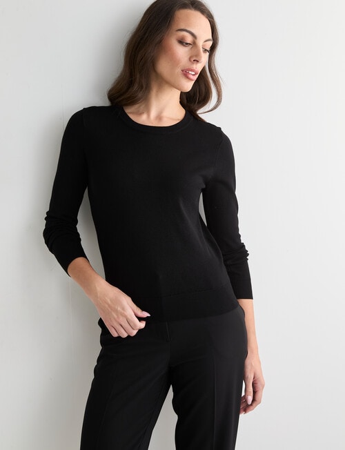 Oliver Black Long Sleeve Crew Knit Jumper, Black product photo View 06 L