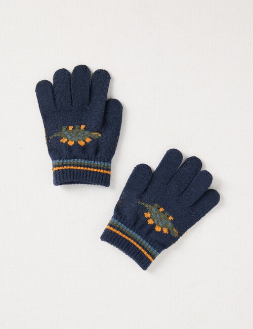 Mac & Ellie Dino Jacquard Gloves, Navy product photo