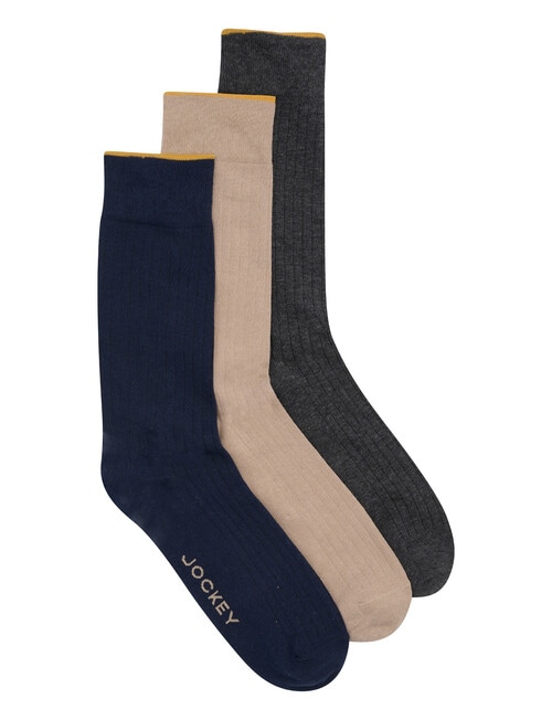Jockey Gold Top Cotton Crew Sock, 3-Pack, Charcol Marle, Equestrian & Captain McCool product photo