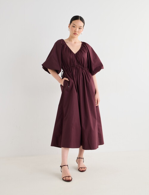 State of play Camille Shirred Dress, Dark Cherry product photo