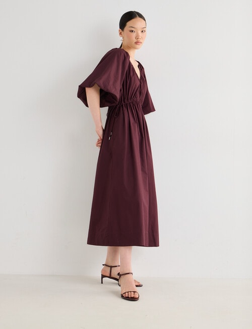 State of play Camille Shirred Dress, Dark Cherry product photo View 03 L