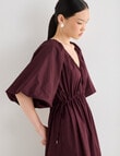 State of play Camille Shirred Dress, Dark Cherry product photo View 12 S