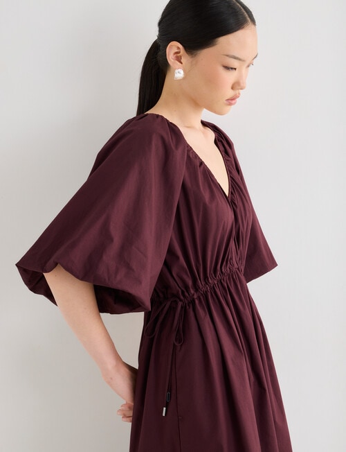 State of play Camille Shirred Dress, Dark Cherry product photo View 12 L