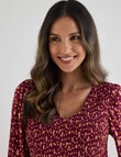 Whistle Shirred V Neck Midi Dress, Ditsy Floral Plum product photo View 04 S