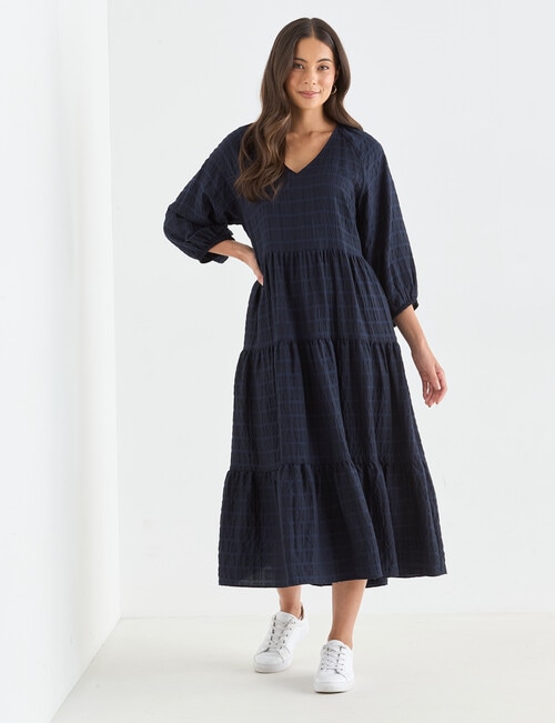 Whistle V-Neck Midi Dress, Midnight product photo