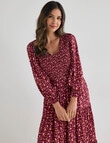 Whistle Shirred V Neck Midi Dress, Ditsy Floral Plum product photo