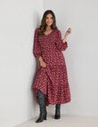 Whistle Shirred V Neck Midi Dress, Ditsy Floral Plum product photo View 06 S