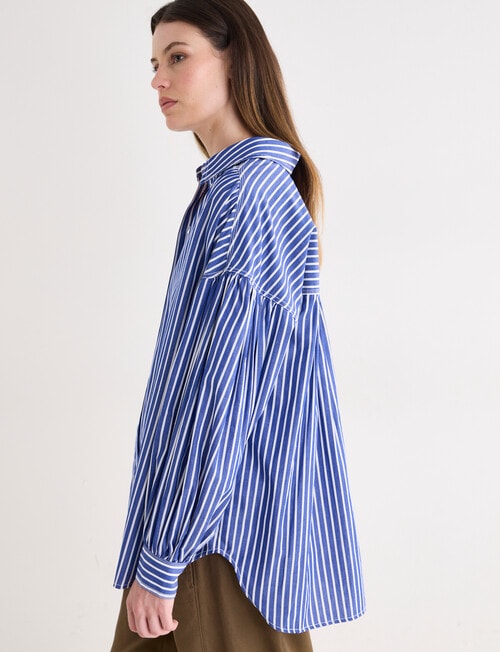 Jigsaw Oona Gather Detailed Blouse, Blue product photo View 06 L