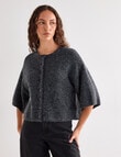 Mineral Beau Alpaca Blend Short Sleeve Cardigan, Charcoal Marle product photo