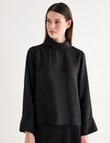 Jigsaw Cora High Neck Blouse, Black product photo View 02 S