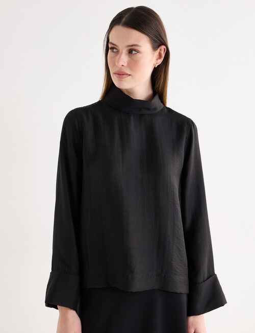 Jigsaw Cora High Neck Blouse, Black product photo View 02 L