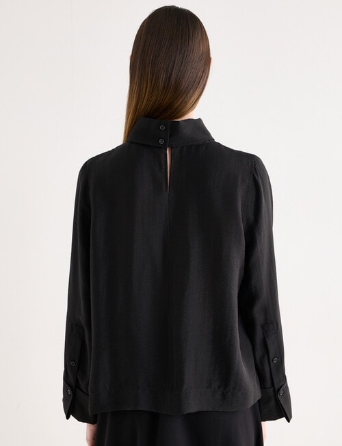 Jigsaw Cora High Neck Blouse, Black product photo View 07 L