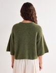 Mineral Beau Alpaca Blend Short Sleeve Cardigan, Winter Moss product photo View 02 S