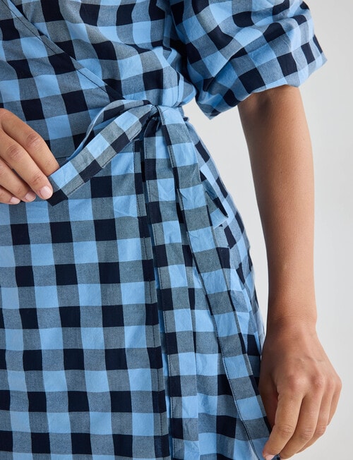 Whistle Wrap Midi Dress, Check Blue product photo View 05 L