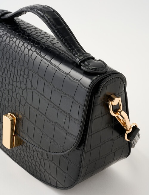 Whistle Faux Croc Crossbody Bag, Black product photo View 05 L