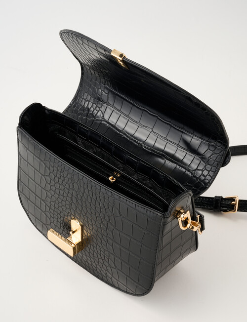 Whistle Faux Croc Crossbody Bag, Black product photo View 07 L