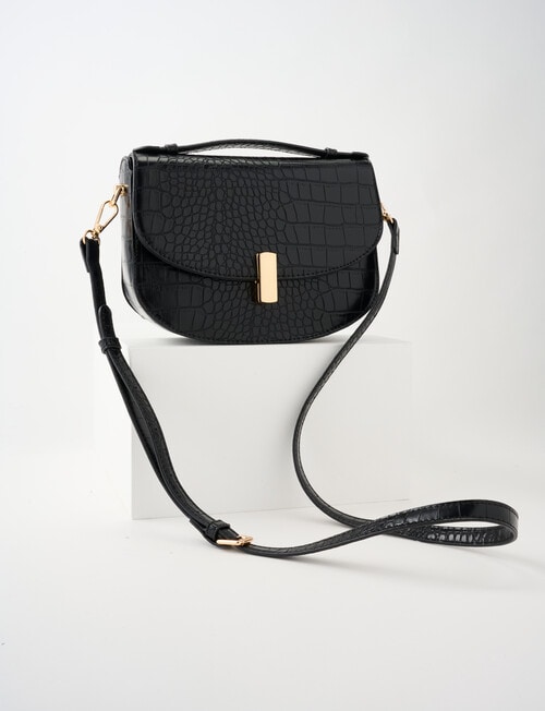Whistle Faux Croc Crossbody Bag, Black product photo View 08 L
