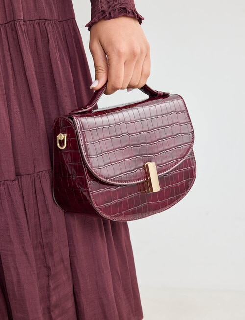 Whistle Faux Croc Crossbody Bag, Cherry Lacquer product photo View 08 L