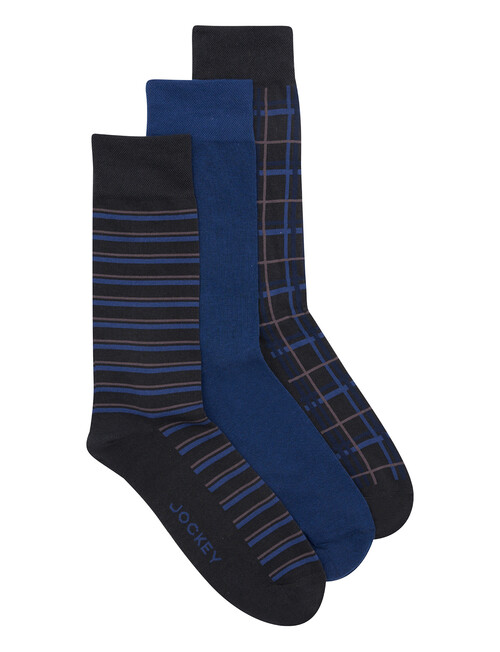 Jockey International Cotton Crew Sock, 3-Pack, Pattern Pretty Pebble, James Dean, Captain McCool & Black Tie product photo