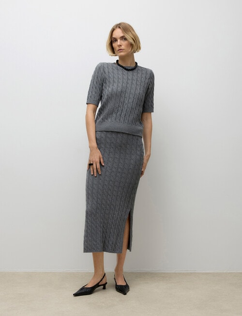 Vero Moda Lorella 2/4 Crew Neck Knit Top, Grey product photo View 05 L