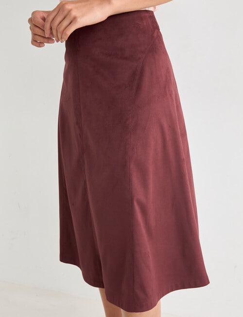 Whistle Faux Suede A-line Skirt, Dark Cherry product photo View 04 L