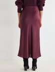 Whistle Bias Slip Satin Midi Skirt, Dark Cherry product photo View 02 S