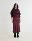 Whistle Bias Slip Satin Midi Skirt, Dark Cherry product photo View 03 S