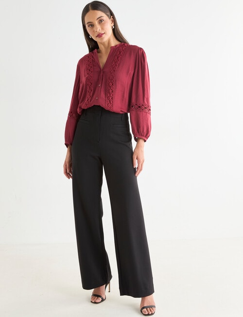 Whistle Lace Detail Top, Sangria product photo View 03 L