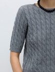 Vero Moda Lorella 2/4 Crew Neck Knit Top, Grey product photo View 04 S