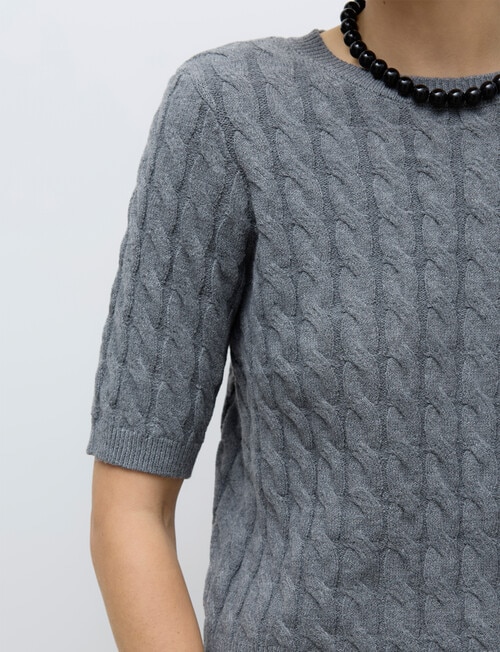 Vero Moda Lorella 2/4 Crew Neck Knit Top, Grey product photo View 04 L