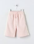 Teeny Weeny Swan Song Play Fleece Wide Leg Track Pant, Pink & Cream product photo