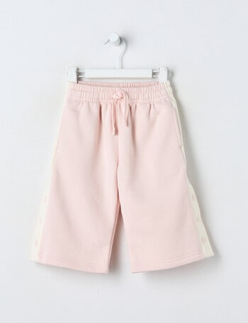 Teeny Weeny Swan Song Play Fleece Wide Leg Track Pant, Pink & Cream product photo