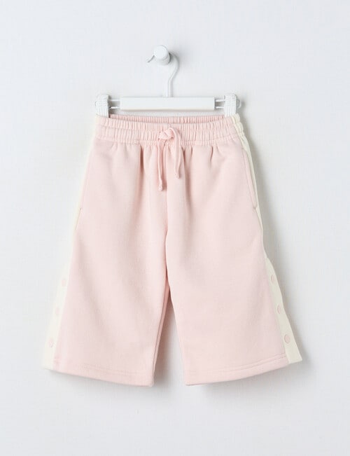 Teeny Weeny Swan Song Play Fleece Wide Leg Track Pant, Pink & Cream product photo