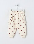 Teeny Weeny Swan Song Play Fleece Floral Track Pant, Cream & Cherry product photo