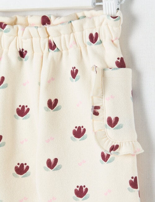 Teeny Weeny Swan Song Play Fleece Floral Track Pant, Cream & Cherry product photo View 02 L
