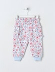 Teeny Weeny Swan Song Play Fleece Flower Track Pant, Blue & Pink product photo
