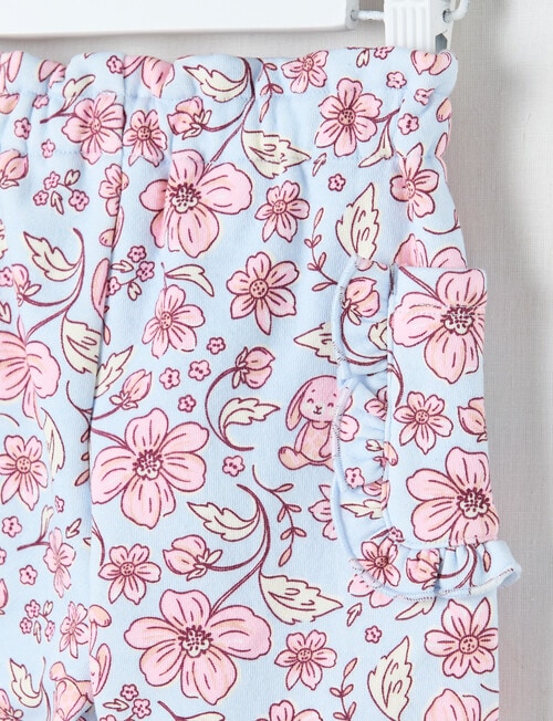 Teeny Weeny Swan Song Play Fleece Flower Track Pant, Blue & Pink product photo View 02 L