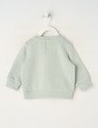 Teeny Weeny Swan Song Play Long-Sleeve Fleece Flower Sweatshirt, Green product photo View 02 S