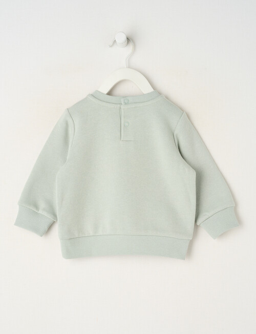 Teeny Weeny Swan Song Play Long-Sleeve Fleece Flower Sweatshirt, Green product photo View 02 L