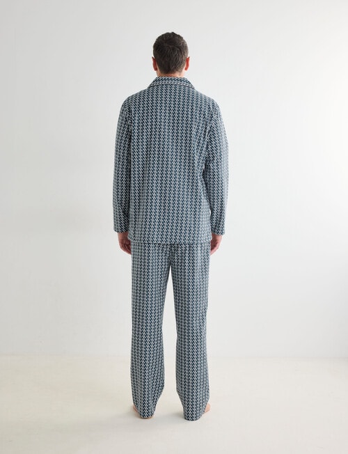 Chisel Check Flannel Long PJ Set, Blue Geo product photo View 02 L