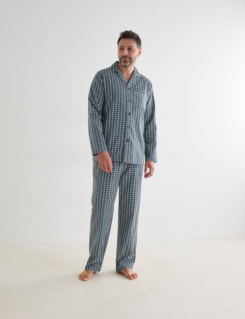 Chisel Check Flannel Long PJ Set, Blue Geo product photo View 03 L