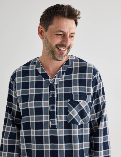 Chisel Check Flannel Nightshirt, Navy & Grey product photo View 04 L
