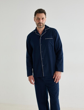 Chisel Check Flannel Long PJ Set, Navy product photo