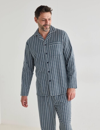Chisel Check Flannel Long PJ Set, Blue Geo product photo