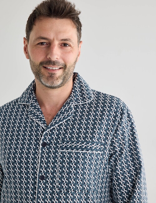 Chisel Check Flannel Long PJ Set, Blue Geo product photo View 04 L