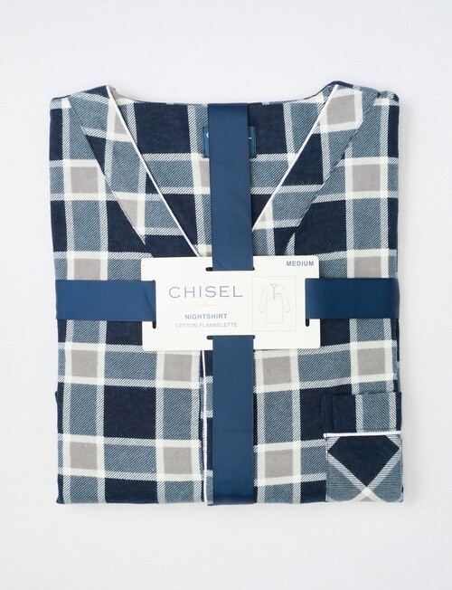 Chisel Check Flannel Nightshirt, Navy & Grey product photo View 07 L