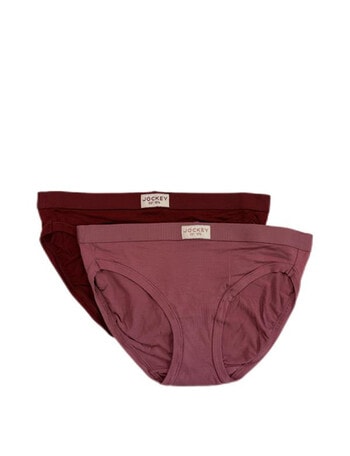 Jockey Woman Comfort Classic Bamboo Bikini Brief, 2-Pack, Cherry & Genesis product photo
